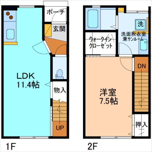 LARC D棟(1LDK/1階)の間取り写真