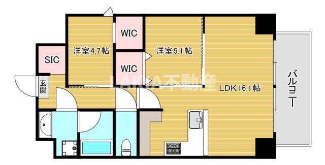ブエナビスタ阿波座タワー(2LDK/11階)の間取り写真