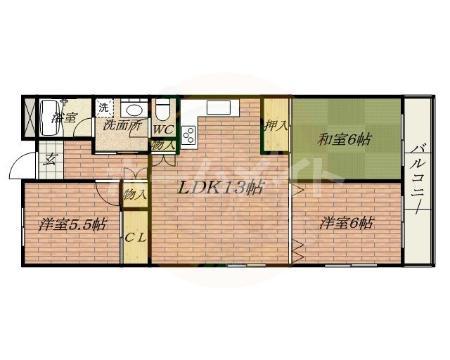 クレール(3LDK/2階)の間取り写真