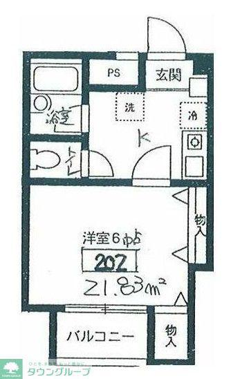 ベルグランデ(1K/2階)の間取り写真
