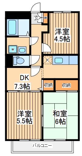 コモド浅田(3DK/3階)の間取り写真