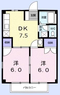 グレースガーデン(2DK/1階)の間取り写真