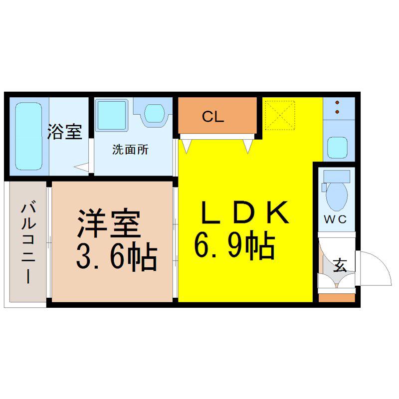 ハーモニーテラス鳴海町II(1LDK/3階)の間取り写真