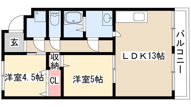 春里ハイツ(2LDK/3階)の間取り写真
