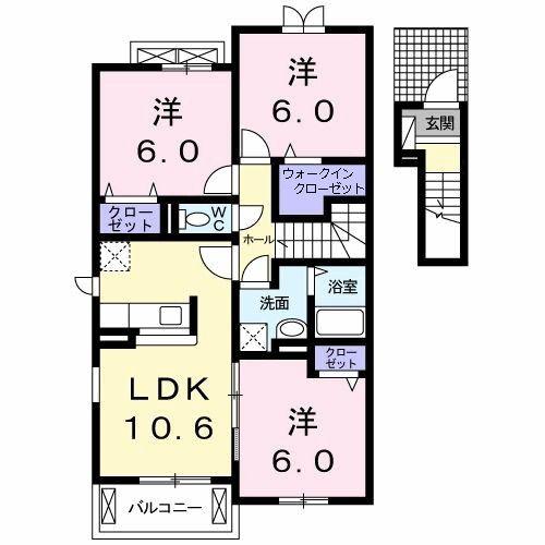 カーサ・セレーノB(3LDK/2階)の間取り写真