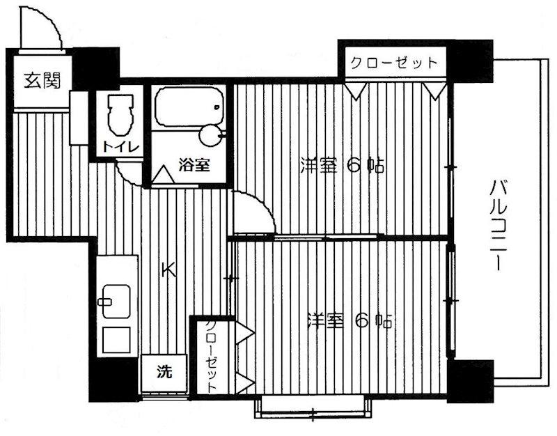 ドリーム六本松(2K/9階)の間取り写真