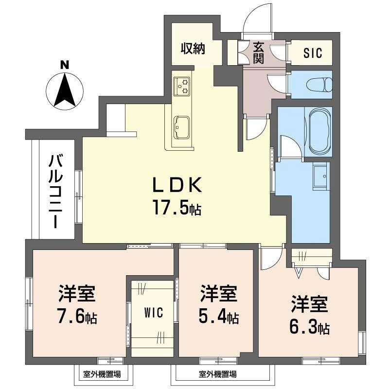 メゾンエディアン新金岡(3LDK/2階)の間取り写真