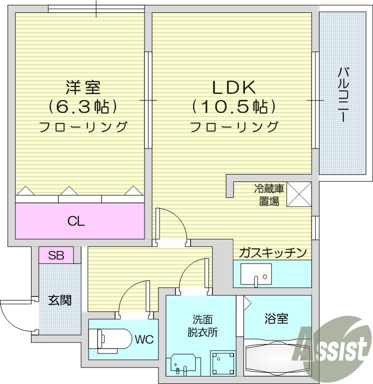 シルフソア(1LDK/1階)の間取り写真