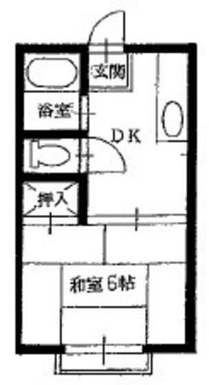 福成コーポA(1DK/1階)の間取り写真
