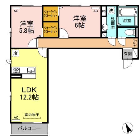 ロイヤルハイム(2LDK/1階)の間取り写真