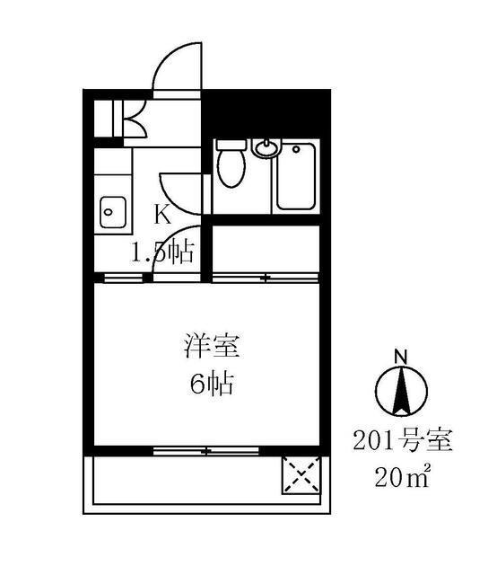 ハイツサンライズ(1K/2階)の間取り写真