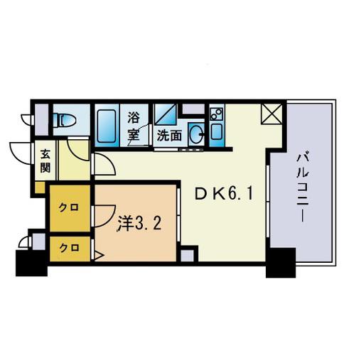 HF平尾レジデンス(1DK/12階)の間取り写真