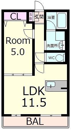 シャトレー伍番館(1LDK/2階)の間取り写真