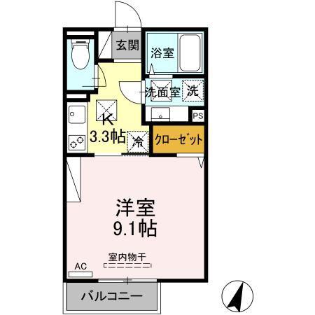 ラ メール(1K/1階)の間取り写真