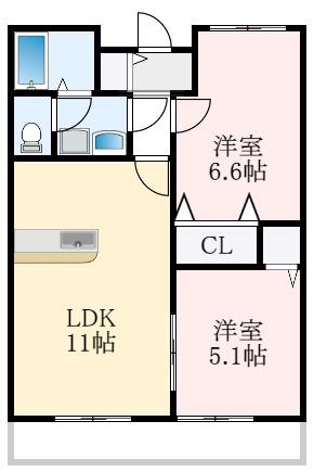 セトルIII(2LDK/2階)の間取り写真