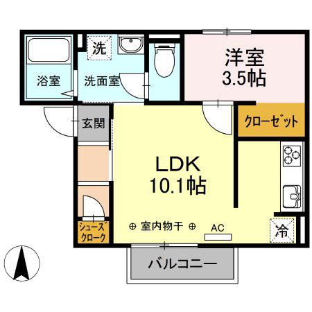 T-WYNN(1LDK/2階)の間取り写真
