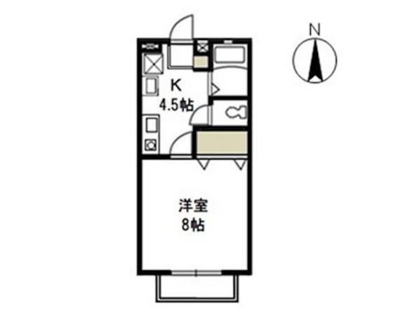 パークサイドなんばA(1K/2階)の間取り写真