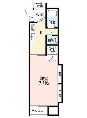 エステート旭町(1K/1階)の間取り写真