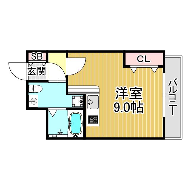 ハイネス門戸(ワンルーム/2階)の間取り写真