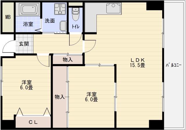 パイオニア松井(2LDK/2階)の間取り写真
