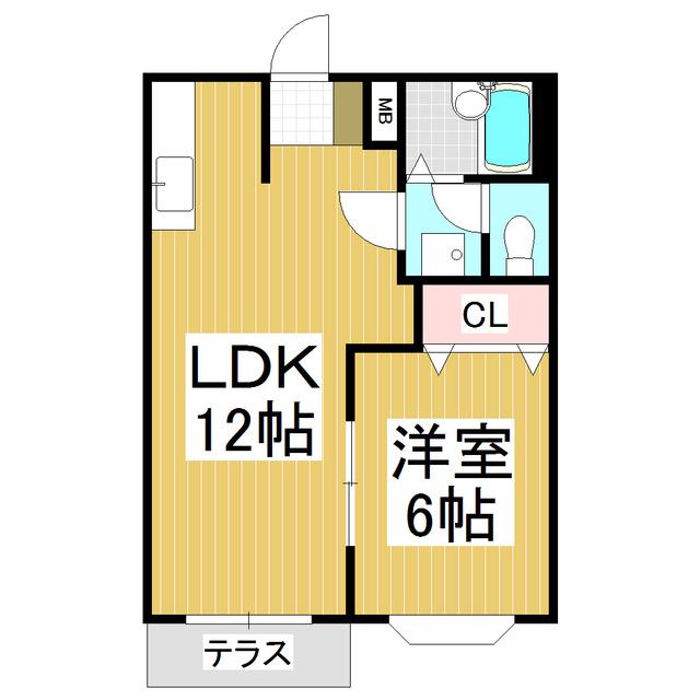 エルディム堰西(1LDK/1階)の間取り写真