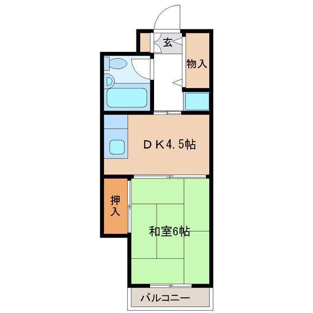 三浦ハイツ(1DK/3階)の間取り写真