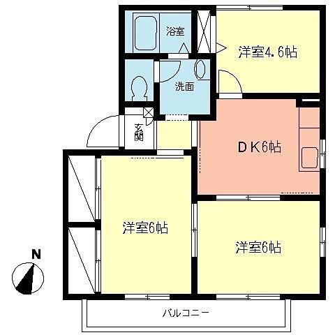 リバーパークB(3DK/2階)の間取り写真