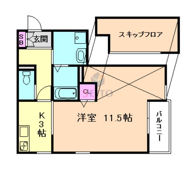 FORESTA 末広町(ワンルーム/2階)の間取り写真