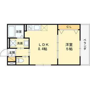 ティアラ豊川(1LDK/2階)の間取り写真