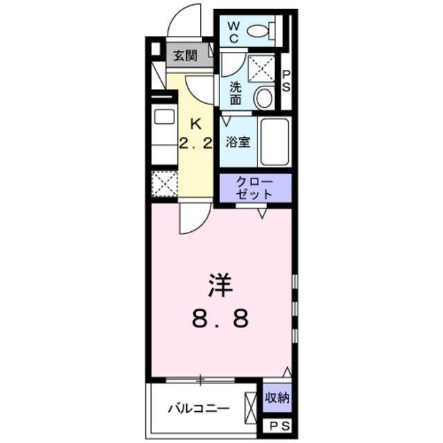 クレセントII(1K/1階)の間取り写真
