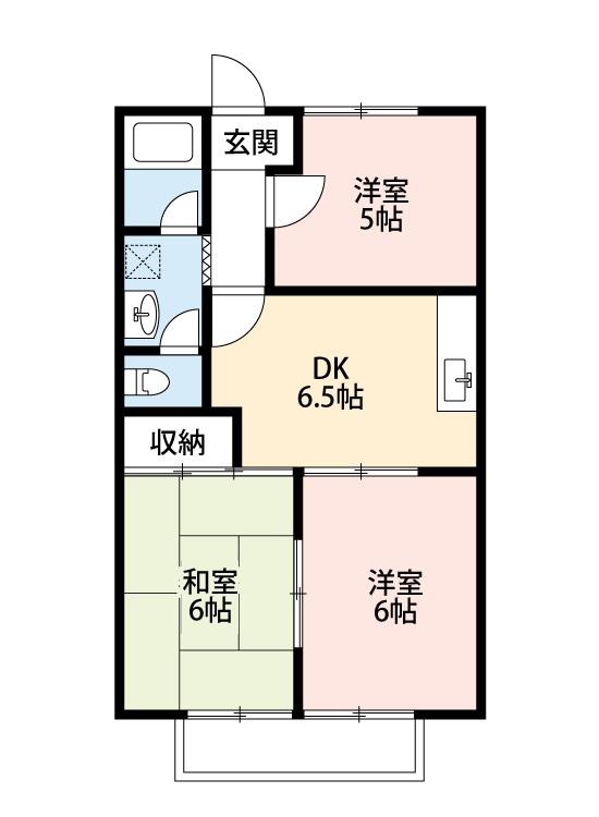 ハイステップ花田 A(3DK/2階)の間取り写真