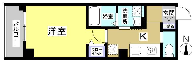 プラザ四天王(1K/5階)の間取り写真