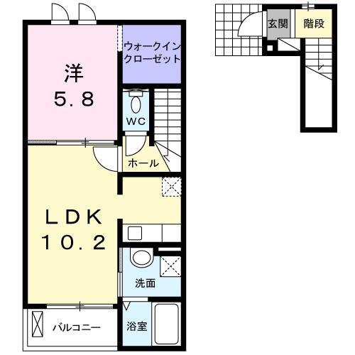 ノース・シャトービレッジC(1LDK/2階)の間取り写真