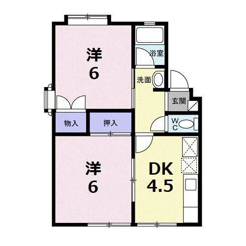 パークピュア小宮I(2DK/1階)の間取り写真