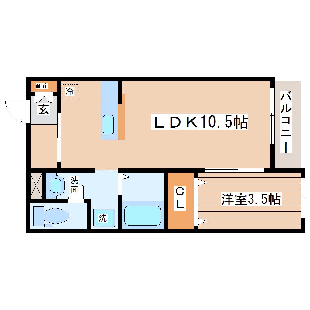 エスポワール(1LDK/2階)の間取り写真