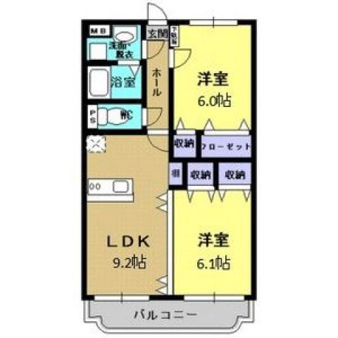 YMキャッスルベリー(2LDK/2階)の間取り写真