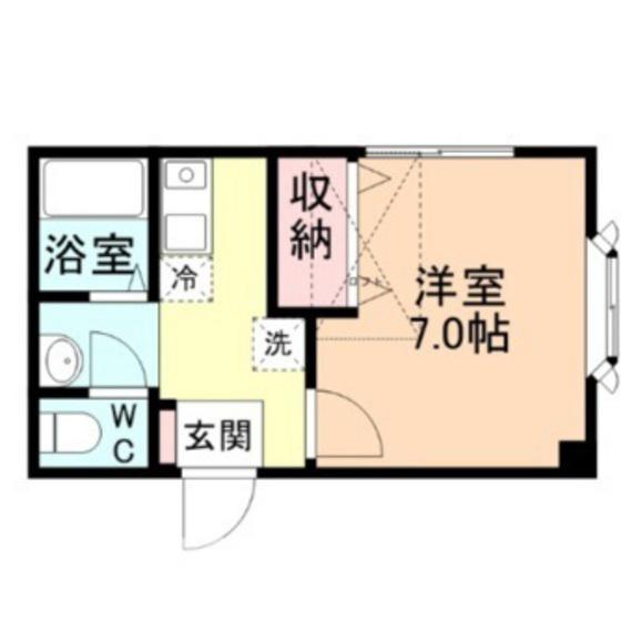 信開セルーラ駒見2(1K/2階)の間取り写真