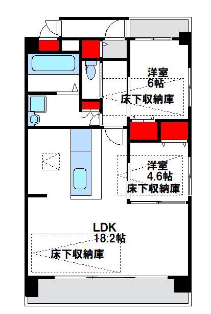 FLOWER HILLS(2LDK/2階)の間取り写真