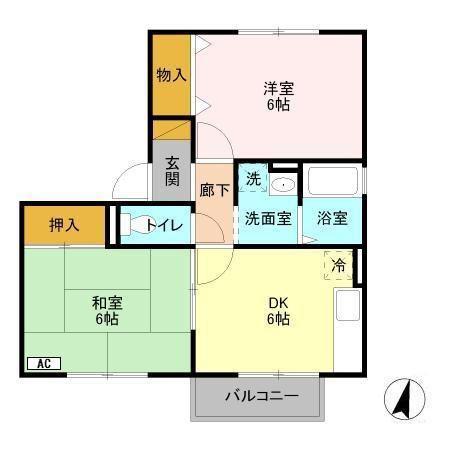 タントミール(2DK/1階)の間取り写真