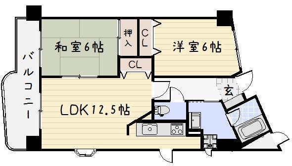 ピュアライフ田町(2LDK/6階)の間取り写真