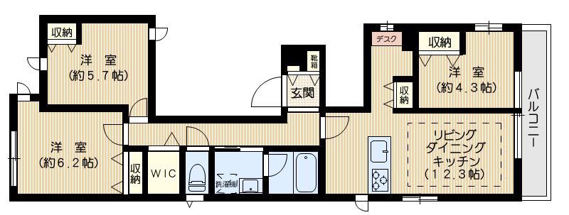 フルリ・シュシュ(3LDK/2階)の間取り写真