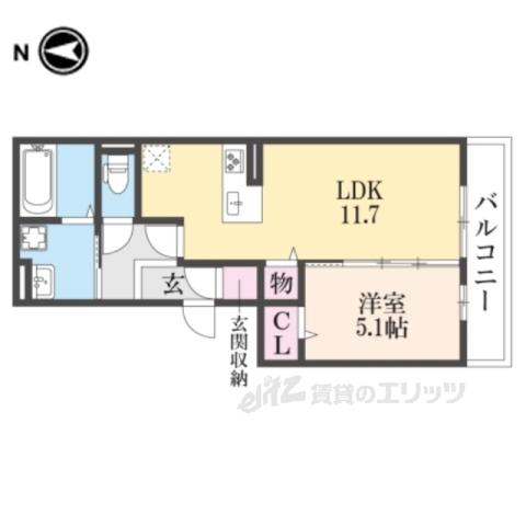 JR関西本線 奈良駅 徒歩14分 3階建 築3年(1LDK/3階)の間取り写真