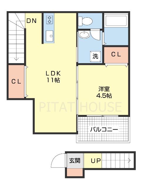 TJ西浜 A(1LDK/2階)の間取り写真