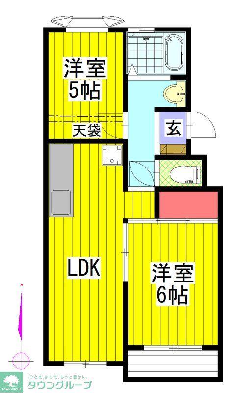 ニューメリッツハイツB(2DK/3階)の間取り写真