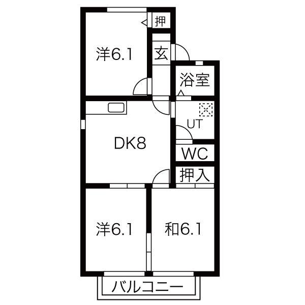 エントピア御望A G(3DK/1階)の間取り写真