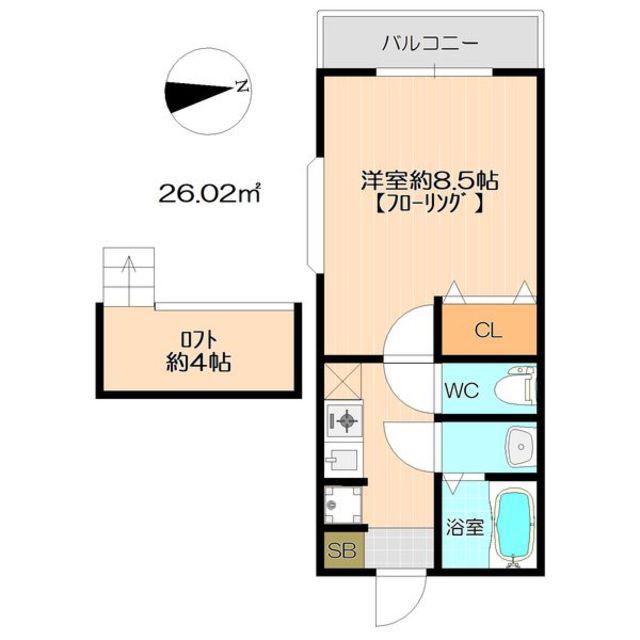 イマージュ大産(1K/2階)の間取り写真