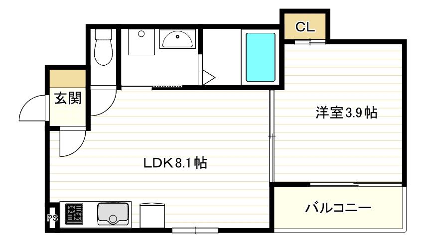 F SEAM 春日出北(1LDK/3階)の間取り写真