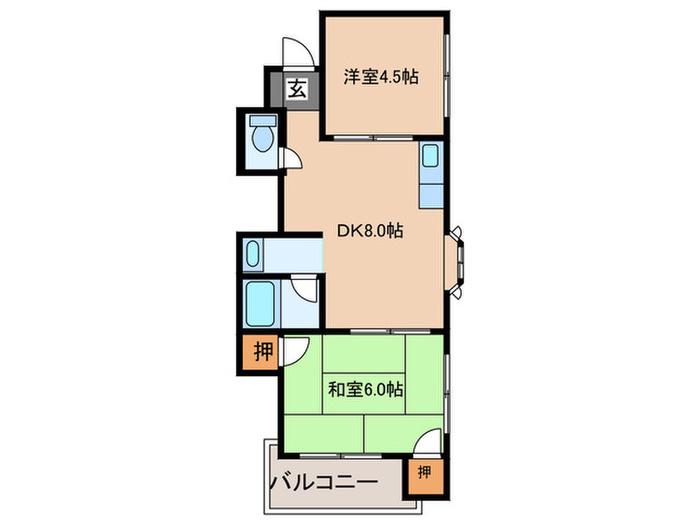 第3河合ハイツ(2DK/4階)の間取り写真