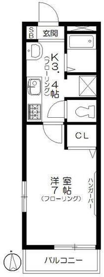 ソウジュ下井草(1K/1階)の間取り写真