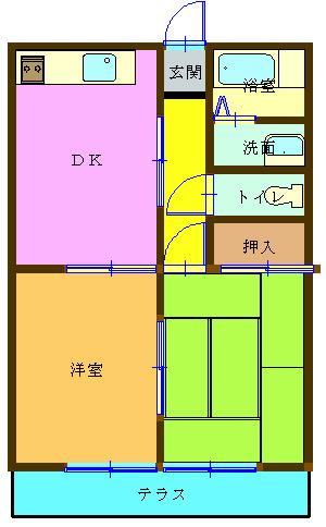 アーバンハイム21(2DK/2階)の間取り写真